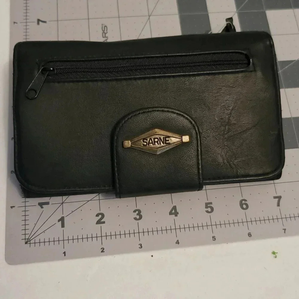 Sarne Women's Clutch Purse Lots of Room Note Pad Pen Holder Coin Purse  Black